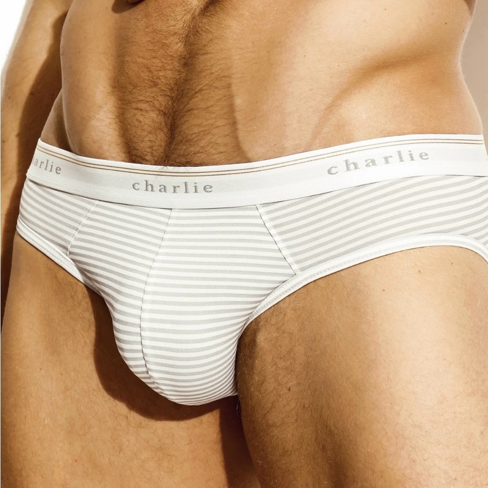 Charlie by MZ White and Gray striped briefs